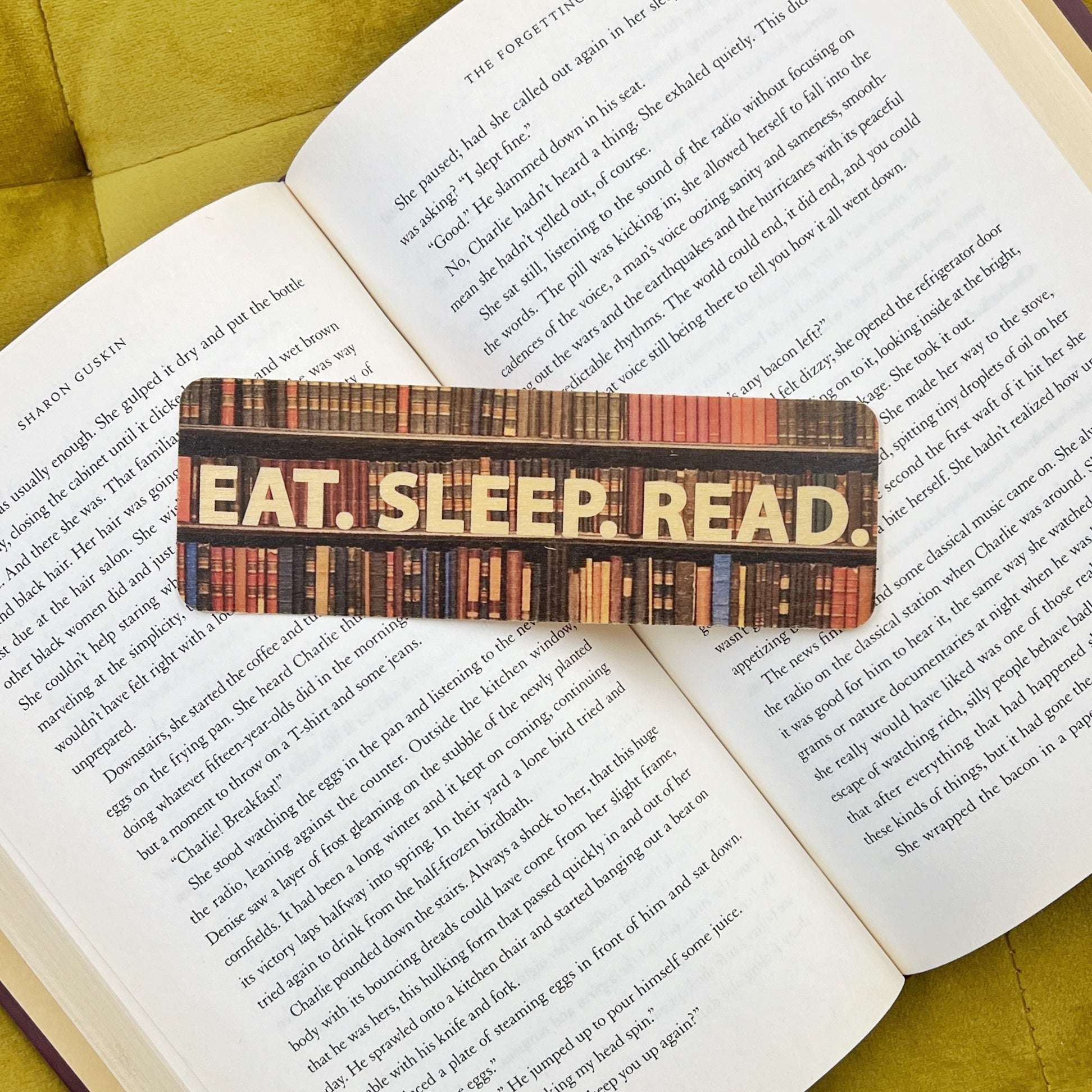Eat. Sleep. Read. Bookshelves Wooden Bookmark – Fly Paper Products