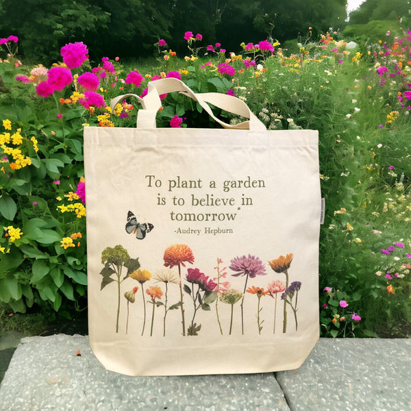 Plant a Garden, Believe in Tomorrow Audrey Hepburn Wildflower Tote