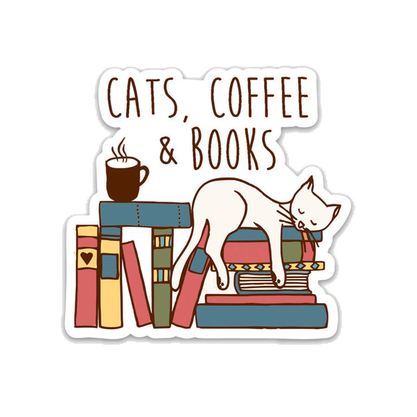 Reading Cat With Books Stickers for Kindle Case, Cat Stickers for